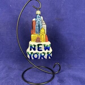 Vintage Christmas Glass Ornament Krebs New York City Buildings